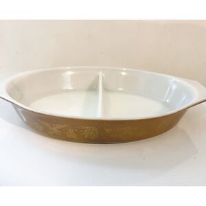 Vintage‎ Pyrex Early American Divided Baking Dish 1.5 Quart